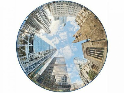 Peter Newman, London St. Mary’s Axe, 2013, C-print, mounted in wooden frame, 48 in / 122 cm diameter, Edition of 5 plus 1 artist proof, courtesy of Eleven, London
