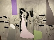 Bruce McLean, The Blind Leading the Blind, 2014, Oil and charcoal on canvas, 244 x 365.5 cm