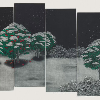 Hamanishi Katsunori, Winter—Cold Camellia Road (detail), 2022. Courtesy of Art Institute of Chicago