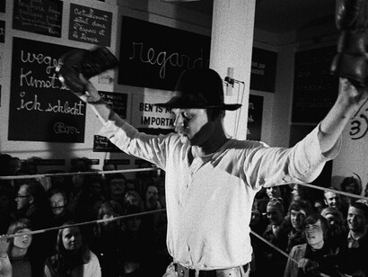 Joseph Beuys, Boxkampf für die direkte, Demokratie at documenta V, 1972
Copyright Hans Albrecht Lusznat, 2017 . Courtesy of Waddington Custot