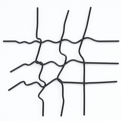 François Morellet. Négatif n°5 (de n°04007 « Après réflexion n°8 », 2004) (2008). Acrylic on canvas on wood, glass tubes painted inside in black, (ed. 2/3,100 x 100 cm). Courtesy of the artist/Annely Juda Gallery, London.
