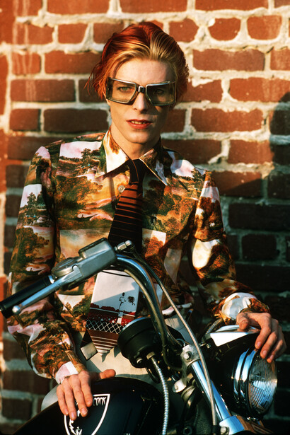 David with goggles and bike. Los Angeles, 1974