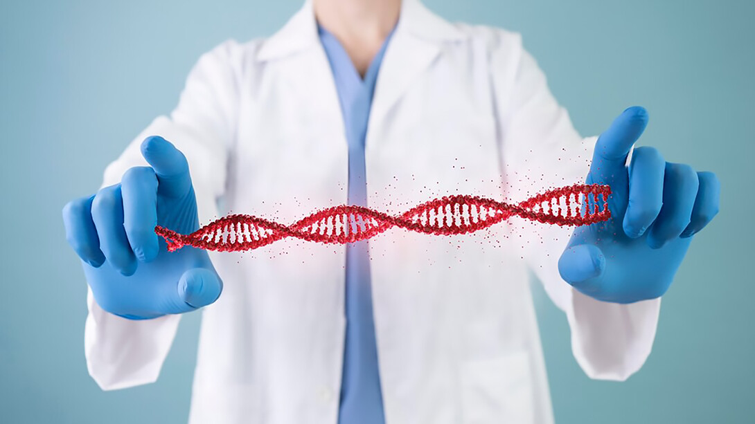 A photograph capturing a moment of a doctor illustrating the intricacies of DNA