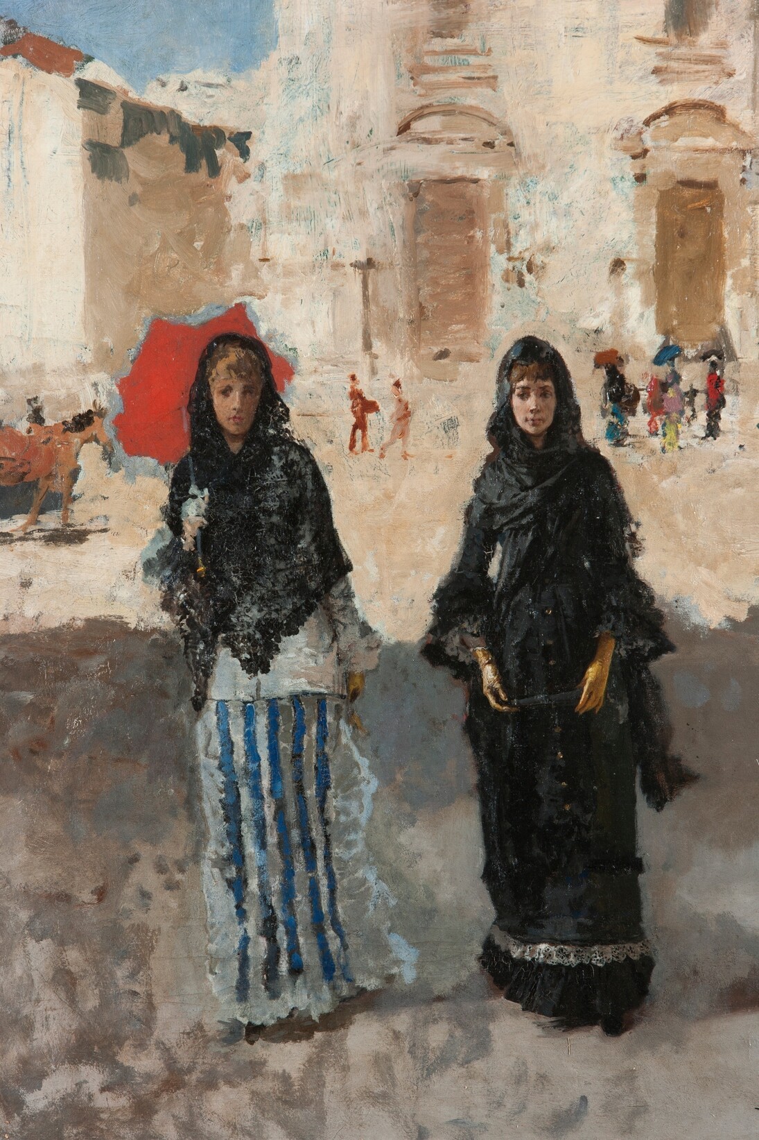 Mosè Bianchi, Uscita di chiesa, olio su tela, 83 x 64 cm