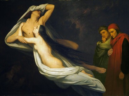 Ary Scheffer. Dante and Virgil encountering the shades of Francesca da Rimini and Paolo