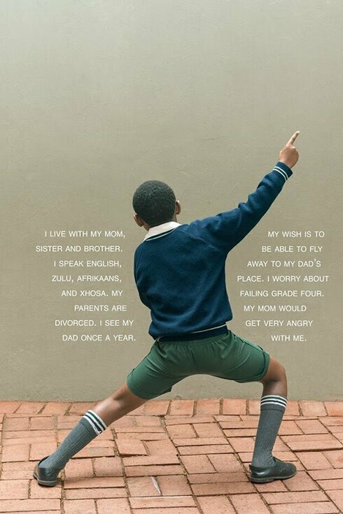 Judy Gelles, Fourth Grade- With Me (South Africa Public School) (detail), 2018, 31.25 x 25 inches / 79.4 x 63.5 cm, framed shadow box, archival pigment print - text printed on plexiglass, edition 1/7. Courtesy of the artist and Pentimenti Gallery