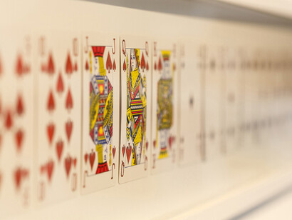 False Memory Archive: A full deck of hand painted ‘reverse colour’ playing cards found at a house clearance sale in Woolwich, London  © A.R. Hopwood
