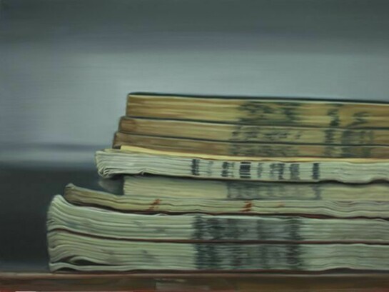 Xie Xiaoze, Chinese Library No. 51, 2012, Oil on Linen, 39 3/8 x 59 in. Courtesy of the artist and Chambers Fine Art