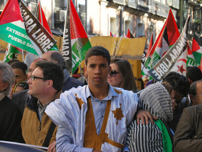 Hassana Aalia participa en una manifestación pro saharaui en España