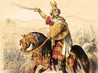 Táriq ibn Ziyad, ilustración del siglo XIX dibujada por Theodor Hosemann