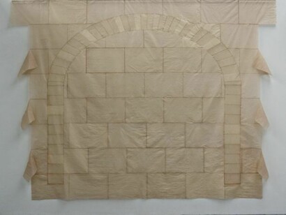 Luke Burton, You Get Off On Being Withholding, 2012. Tissue paper, oak baton, 500 x 420 cm