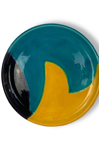 David Hayes, Sea Bluff, glazed ceramic plate, 14.50x14.50x1.75 in
