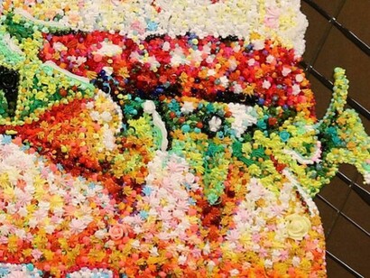 Lisa Alonzo, The Yoga Mat (detail), Acrylic and Molding Paste Piped on Panel, 30 x 40 x 3 inches