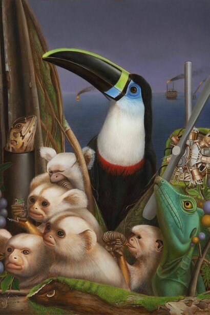 Bystanders, oil on wood, 12” x 9” framed, 13.5” x 10.25” framed