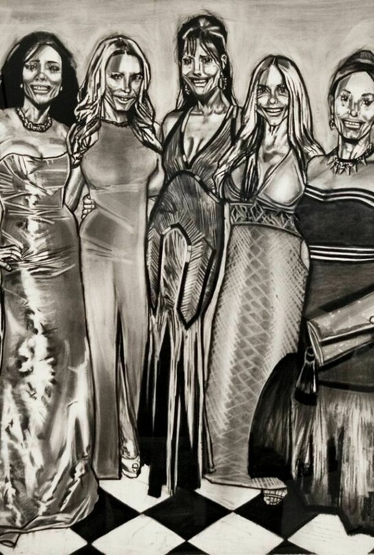 Anna Navasardian, Detail of Pageant II, Charcoal on Paper, 60 x 50 inches | 152 x 127 cm