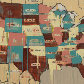 Jaune Quick-to-See Smith, States’ names, 2000. Courtesy of Garth Greenan Gallery