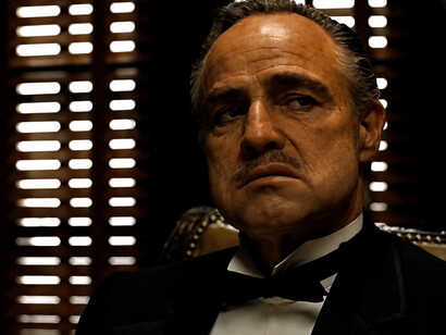 Marlon Brando as Vito Corleone, the influential head of the Corleone family, in the acclaimed film The Godfather (1972)