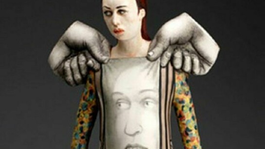 Sergei Isupov [Russian, B. 1963], Farewell to the theater, 2013, porcelain, 22 1/2 X 10 X 7 1/2 inches, 57.2 X 25.4 X 19.1 cm