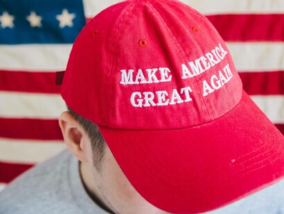 A supporter of Donald Trump sporting the MAGA cap