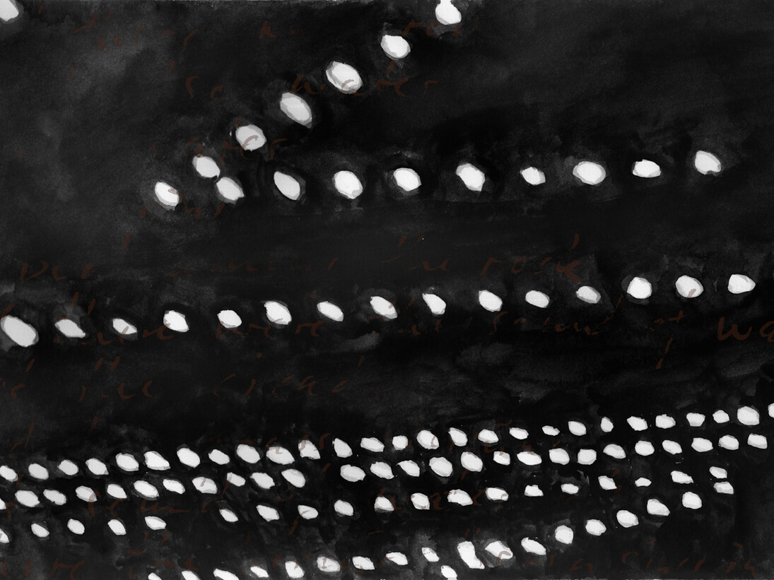 Uwe Wittwer, Cracking Glass (after Jarman) (detail), 2015, Unique inkjet prints, 28 parts, 45 × 75 cm each © Uwe Wittwer 2015. Courtesy Parafin, London