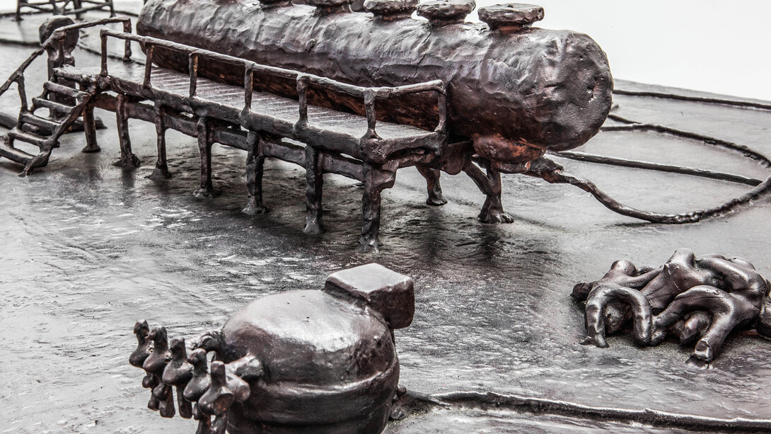 Atelier Van Lieshout, Technocrat Bronze Coffee Table, 2007, bronze, h85 l180 w90.5 cm / h33.5 l70.9 w35.6 in. Table: h41 cm / h16.1 in, Limited Edition of 10 + 2 ap, Courtesy Carpenters Workshop Gallery