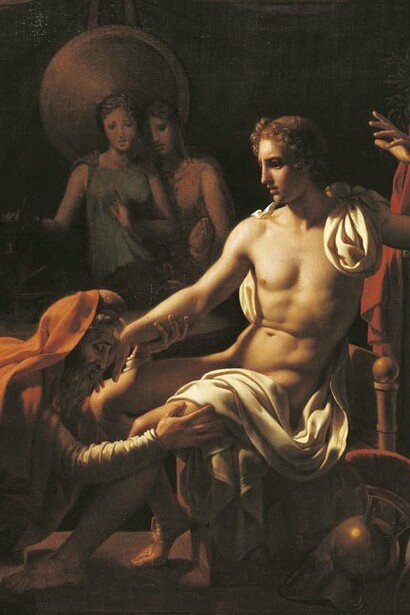 Jérôme-Martin Langlois, "Príamo a los pies de Aquiles", óleo sobre lienzo, 1809