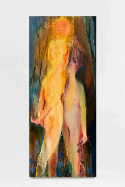 Haley Josephs,
New Forms, 2024,
Oil on wood,
60 x 25 inches. Courtesy of the artist and Jack Barrett Gallery