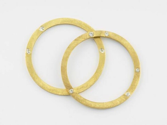 Planetarium East and West, antique diamond and 18 ct yellow gold bangles