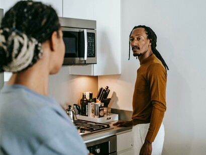 A deep glance moment between the couple, where a moment is all it takes for domestic violence to happen