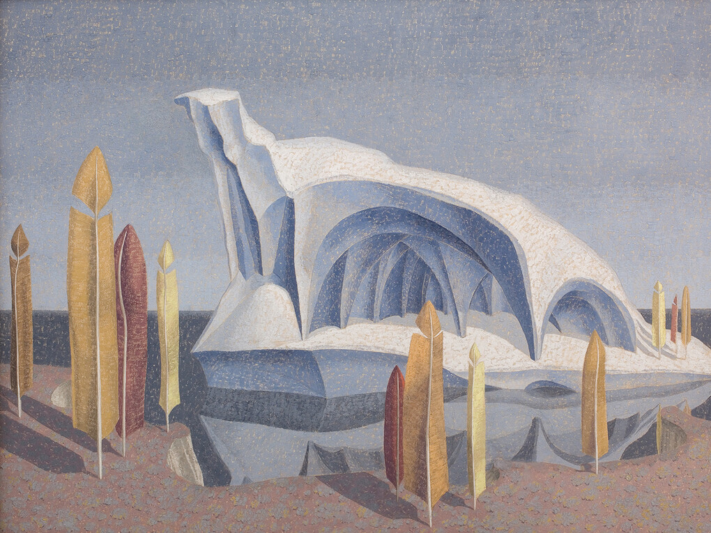 John Armstrong, 1893-1973, 'The Iceberg', 1946, signed with initials JA and dated lower right, tempera on board, 43.2 x 59.7 cm. From: Piano Nobile