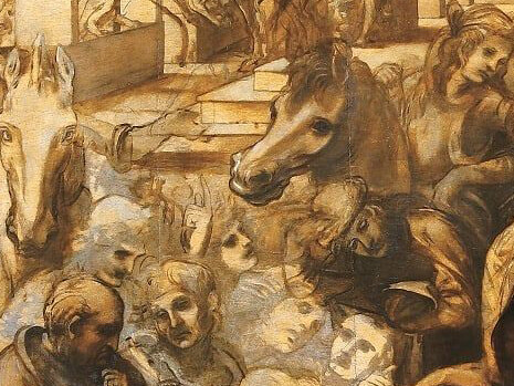 Leonardo, Adorazione dei Magi, Firenze Uffizi, particolare, I cavalli