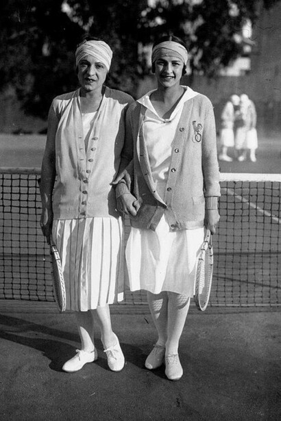 French tennis players Suzanne Lenglen and Julie Vlasto in Cannes in 1926