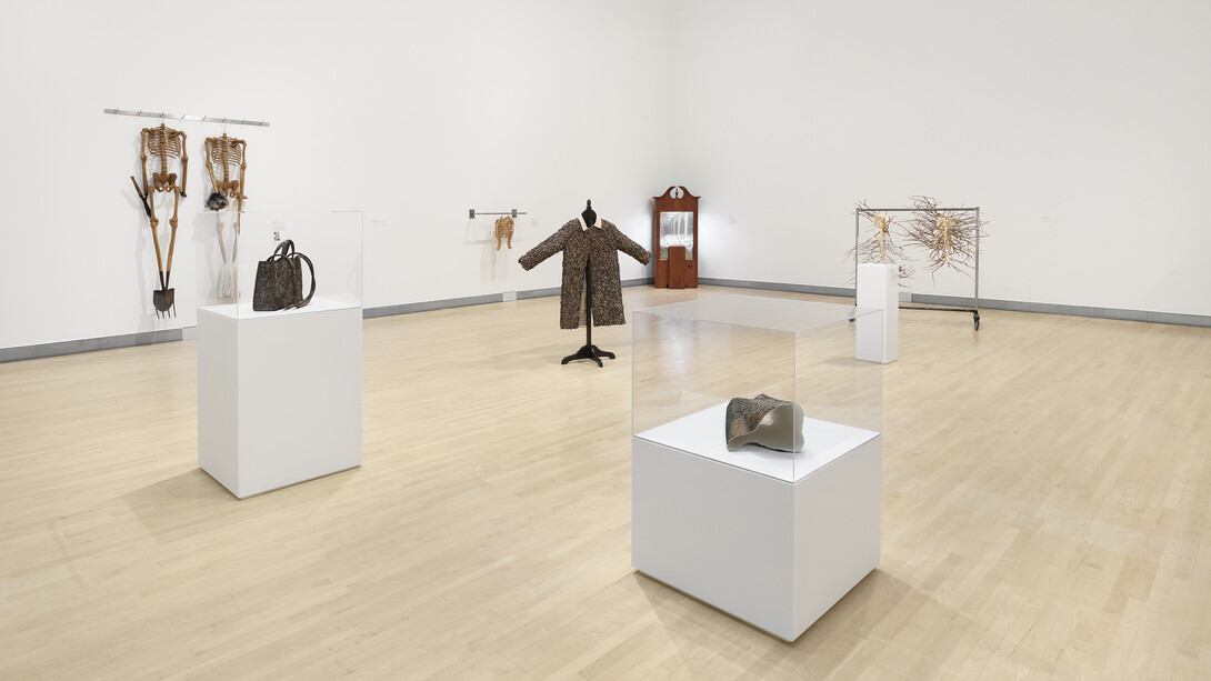 Hugh Hayden, Home work, exhibition view. Courtesy of Rose Art Museum