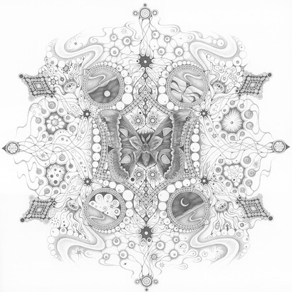 Michiyo Ihara, Snowflakes #121, graphite on paper, 22.25 x 22.25 inches 