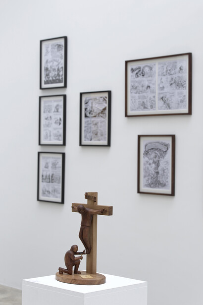 Exhibition View, Winshluss “Pas la peine de pleurer, personne ne te regarde…”, Galerie GP & N Vallois, Paris, 29.05.2015 – 11.07.2015, Courtesy Galerie GP & N Vallois, Paris, Photo : Aurélien Mole