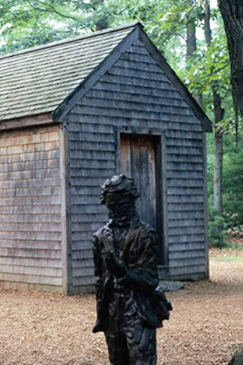 Réplica de la cabaña de Thoreau. Walden Pond, Massachusetts, Estados Unidos