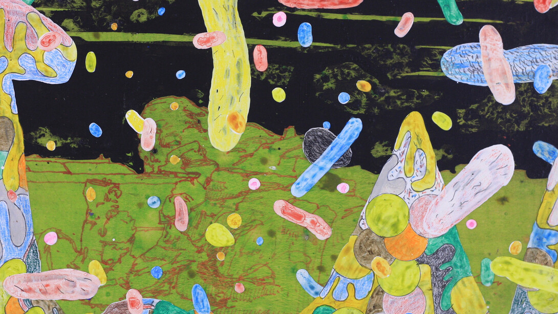 Graeme Todd, The Grips, 2015, mixed media on panel, 22.5 x 30 cm