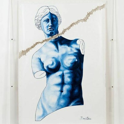 Pietro Librici, Venere di Milo, Olio su tela plexiglass e spago, 140x100cm, 2013