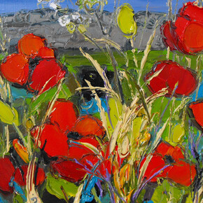 Poppies and Cow Parsley in Fields by the Sea by Judith Bridgland