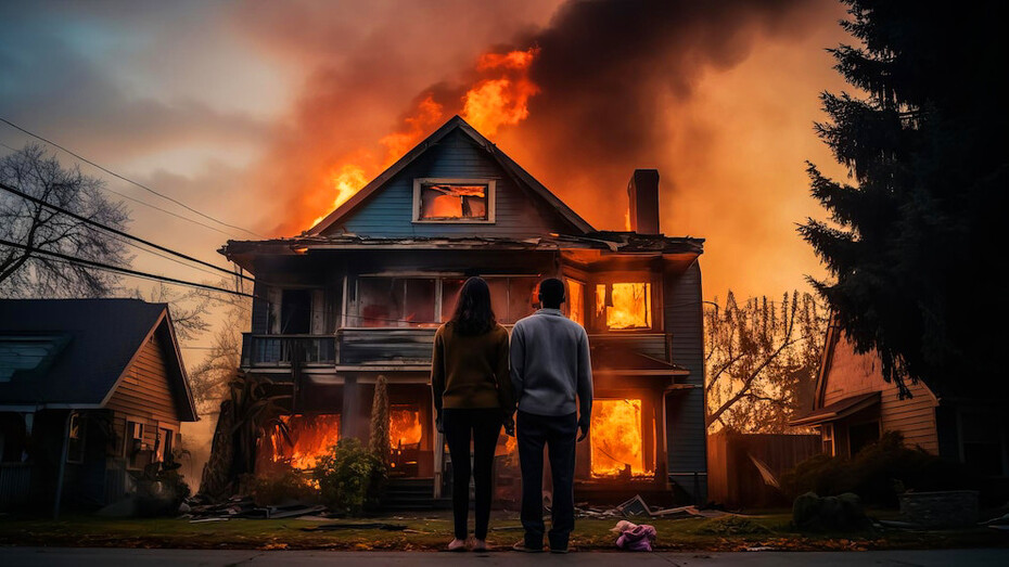 Amidst the smouldering ruins of their once-proud home, they stand as silent witnesses to the devastation, a devastating fire consuming not just their property, but the dream of stability and success they had built in a rapidly changing world