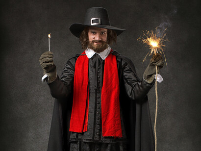 Recreación del personaje de Guy Fawkes