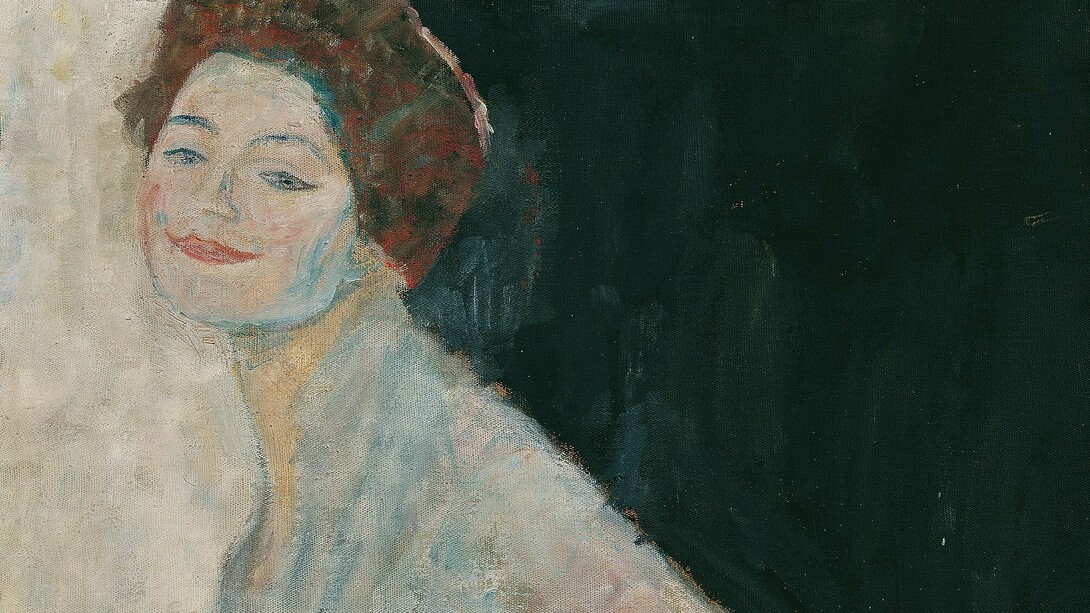 "La dama de blanco", óleo sobre lienzo, Gustav Klimt, 1917/18