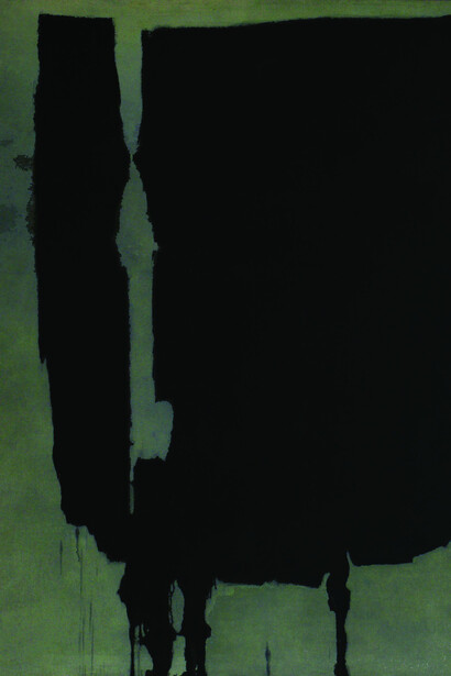 Charles Pollock, Untitled Black (Gray), 1961, detail. Oil on canvas. Private collection. © Charles Pollock Archives