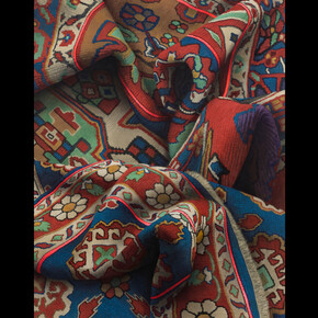 Matthew Hansel, A Patterned Promised Land (Red), 2023, oil and flashe paint on canvas, 70×56 inches. Courtesy of the artist and The Hole Gallery, LA