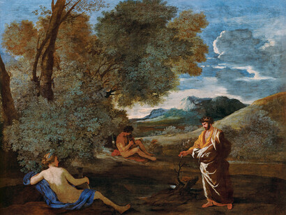 Numa Pompilius und die Nymphe Egeria, 1631-1633. Öl auf Leinwand, 75 x 100 cm. Musée Condé, Chantilly.