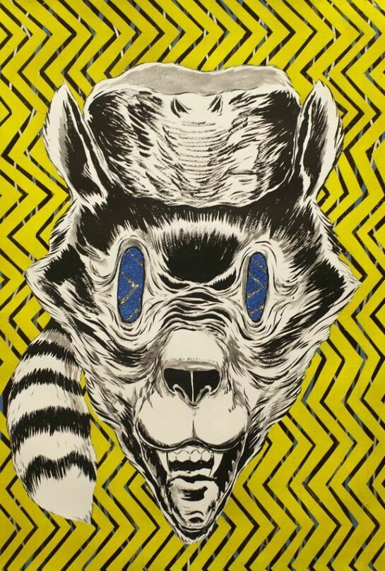 Mark Thomas Gibson, Ring Master, 2013, Ink, acrylic, and glitter on paper, 30 x 22 inches, 76.2 x 55.9 cm