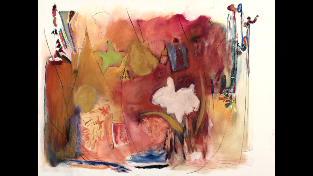 Sumayyah Samaha, Lines and Forms XX, 2017, oil and charcoal on canvas, 36x48 inches. Courtesy the artist and Leila Heller Gallery, NYC