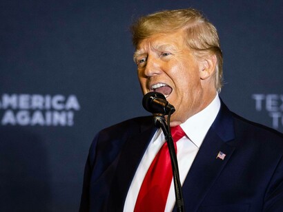 Former U.S. President and Republican presidential candidate Donald Trump addressed the crowd and preached his ideology