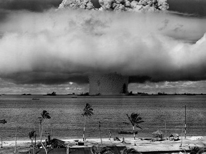 The famous image of a nuclear explosion in Hawai during the 1950s