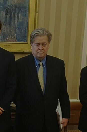 Steve Bannon in the Oval Office in January 2017. Trump appointed Steve Bannon as his campaign manager
